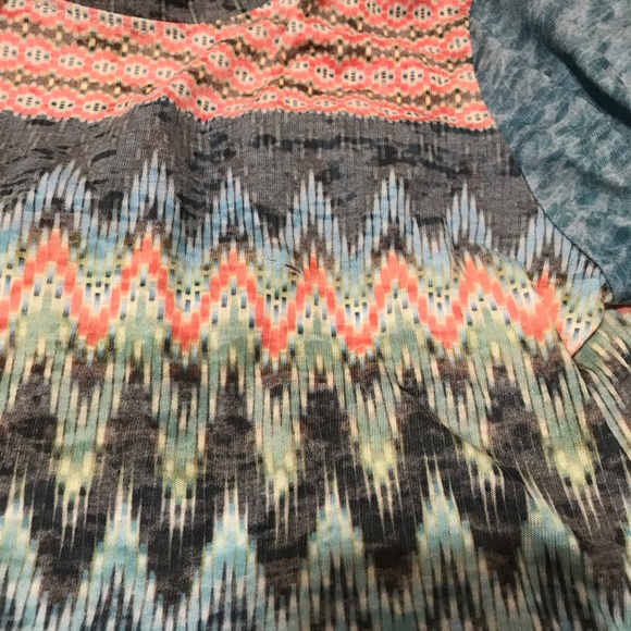 New PRANA Lottie Yoga Shirt Top Long Sleeve In Willow Burnout Tee Chevron Organi - Picture 13 of 14